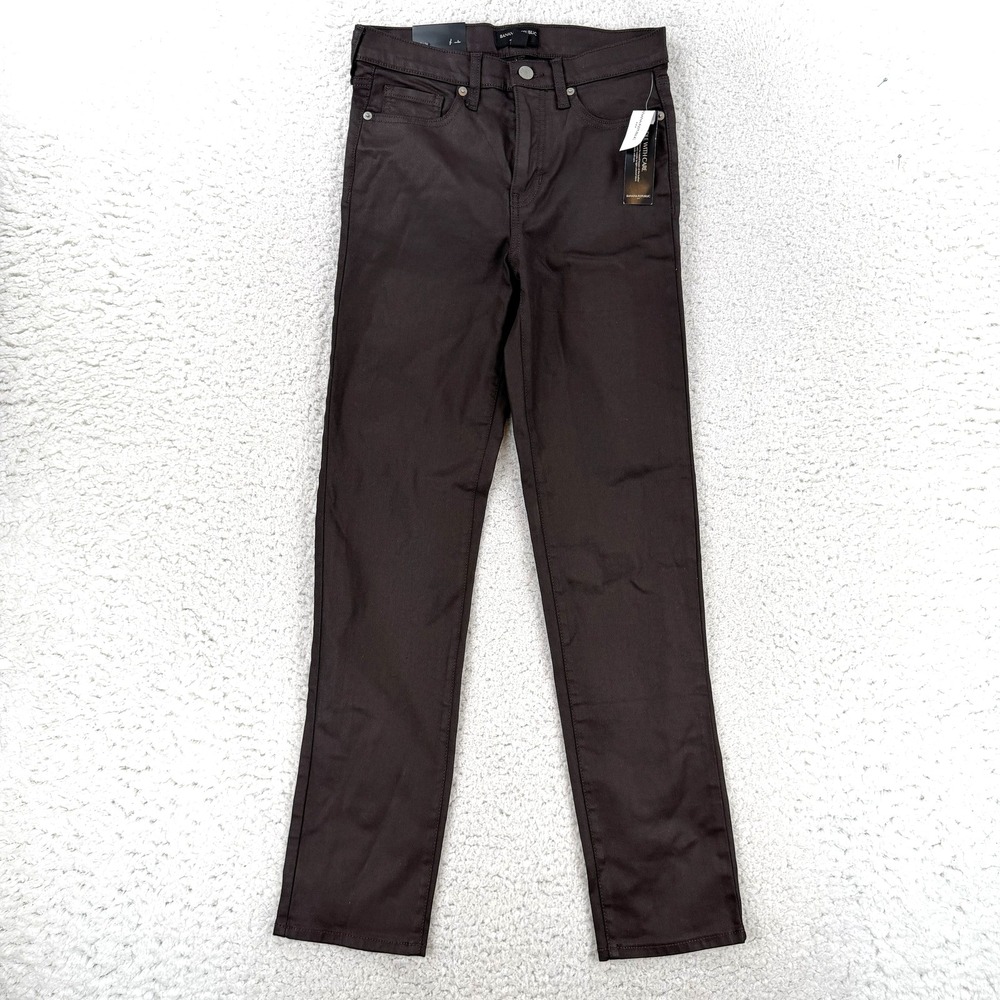 Banana Republic High Rise Slim Ankle Jeans Womens 2 Tall Brown Coated 429255